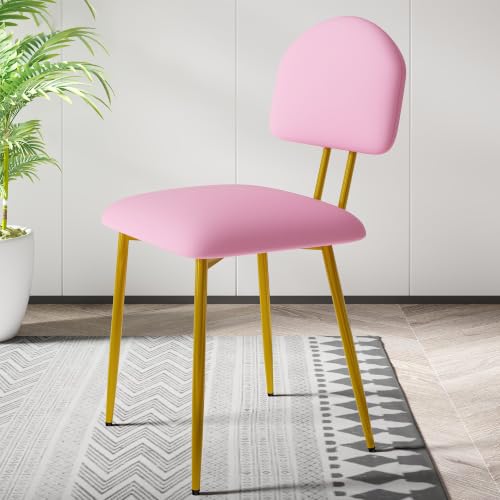 VECELO Stacking Dining Chairs Set of 2, Curved Backrest, Pink