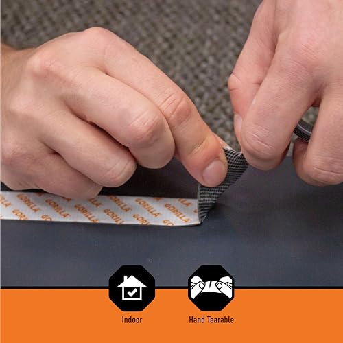 Gorilla Max Strength Mounting Tape, Double-Sided, Instant Hold, Permanent Bond with Reinforced Strength, 1 inch x 60 inches, Black (Pack of 6)