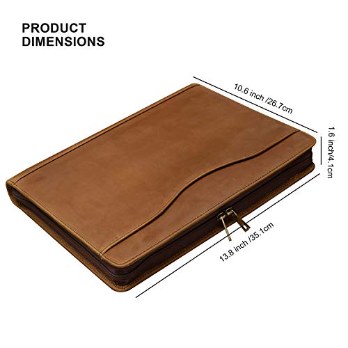 YIWEN Personalized Leather 3 Ring Binder Portfolio for 8.5 x 11” Notepad