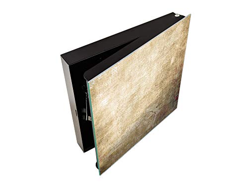 Concept Crystal Decorative Key Storage Cabinet with Glass White Board K10A: Grunge Abstract