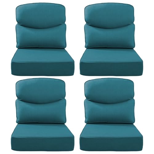 6 in Extra Thick Indoor Outdoor Patio Seat Cushions & Back Pillow Set of 4