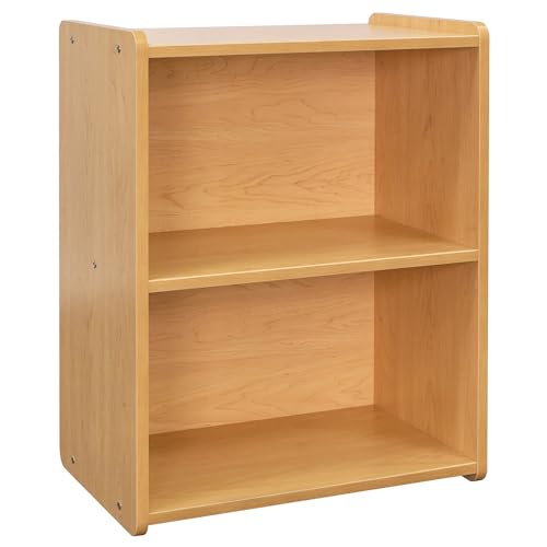 Tot Mate Single-Sided 2-Shelf Storage Cabinet for Kids and Toddlers, Free-Standing Wooden Bookshelf for Classroom, Preschool, 24" W x 30.5" H (Maple, Ready-to-Assemble)