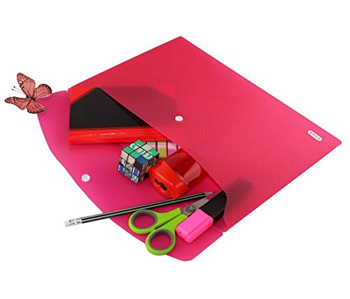 Elba Wallets, Urban A4, Rounded Corners, snap Closure, Pack of 5, Plastic, Translucent, Assorted a5 Pink