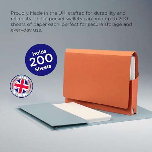 Exacompta - Ref PW3-MVEZ - Guildhall - Pocket Wallet, 14x10" / 350 x 242mm, 315gsm Heavyweight Premium Quality Manilla, A4 & Foolscap, Blue Angel Certified - Mauve, Pack of 50
