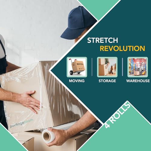 8 Rolls 18" x 1500 Ft Stretch Wrap Heavy Duty, Industrial Strength Shrink Wrap, 55 Gauge High Performance Stretch Film Replaces 80 Gauge Low Films, Clear Hand Stretch Wrap
