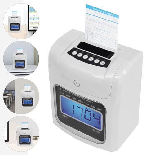 trggvvrt Electronic Calculating Time Clock, Starter Time Clock Bundle with 50 Cards and 1 Security Key, Employees in/Out Time Tracker, Small Business Punch Pack Bundle, Up to 50 Employees