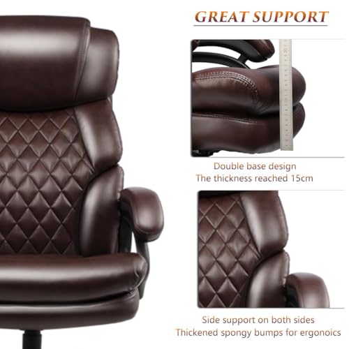Qusaphy Big and Tall Office Chair for Heavy People, Executive Office Chair, 360 Swivel, Heavy Duty Casters