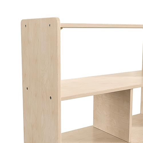 Classroom Essentials Commercial Grade 3 Section Modular Wooden Classroom Open Storage Unit, Safe, Kid Friendly Design, Natural