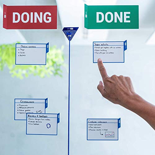 PATboard Scrum Board and Kanban Board - 16 Task Cards Medium - with nanocups® for Glass - Mint Green