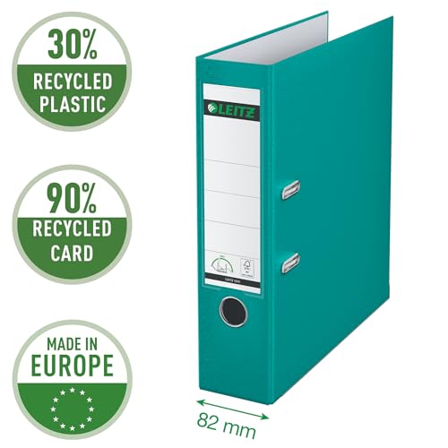 Leitz 10105052 Quality Folder 180° Plastic Pack of 20 A4 Turquoise 8.2 cm Spine Width Polypropylene Laminated Cover