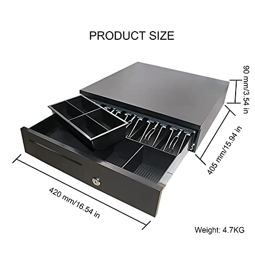 Frewqy Cash Register Drawer 5 Bill 6 Coin, Money Storage Box Tray with Lock, Coin Piggy Bank with Removable Coin Compartment for Point of Sale Small Business,White (Color : Black)