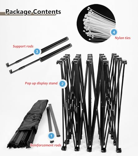 EXCLURA Show Exhibit Display Booth Stand with Fixing Strips + Back Support Bars, Tension Fabric Holder for Exhibition Wedding Conference Party Event(2.3mx2.3m(7.5ftx7.5ft))