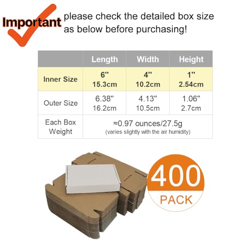 CH-BOX 400 Pack 6x4x1'' Small Shipping Boxes, Corrugated Cardboard Mailers for Business, White (CM641-400)