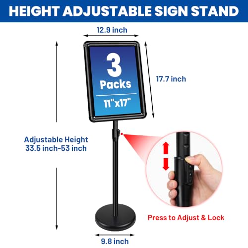 VAIIGO 3Pack 11x17 Sign Holder Stand, Adjustable Floor Standing Sign Holder