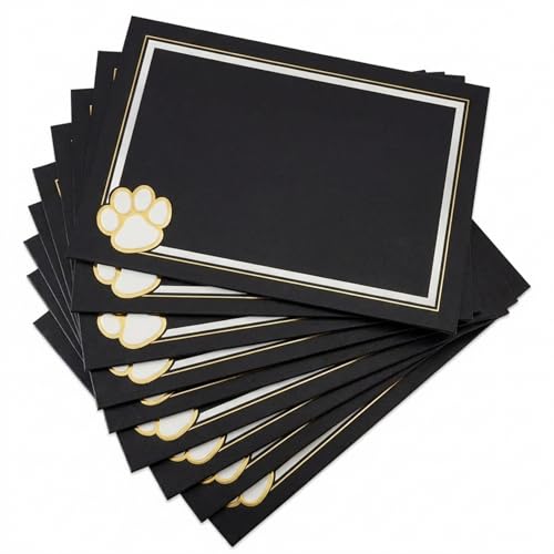 PaperDirect Paw Mascot Emblem Certificate Jackets, 9 Inches x 12 Inches Folded, Black with Gold Foil, Certificate Cover for School, Work, Diplomas, Graduation & Awards, Certificate Holder, 50 Count