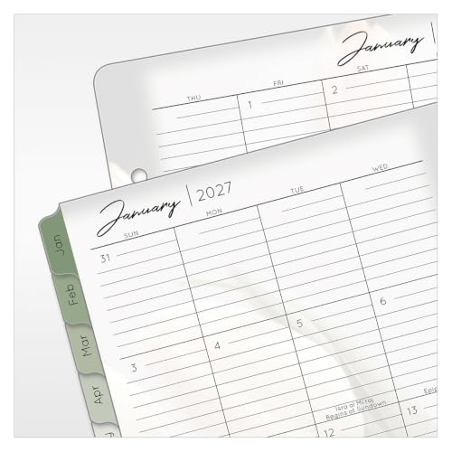 FranklinCovey - Blooms Two-Page Monthly Calendar Tabs (Classic, Jan 2027 - Dec 2027)