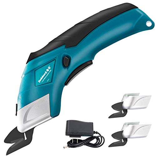 Electric Fabric Scissors Rechargeable Cordless Fabric Shears with 2 Cutting Blades, Powerful Shearing Cutter Tool for Leather Cardboard Paper Scrapbook Craft Sewing DIY