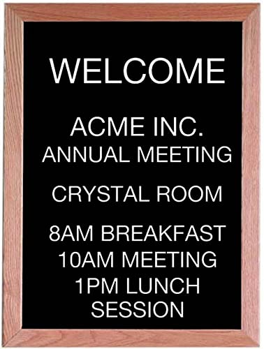 Aarco Oak Framed Open Faced Letter Board Message Center with Black Felt Panel - 24"Hx18"W