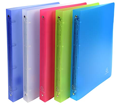 Exacompta Chromaline PP Semi Rigid Ring Binders, A4, 4 Rings, 30mm Spine - Assorted Colours, Pack 20