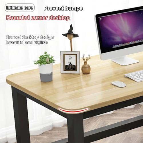 Versatile Home Office Desk 120*60Cm Computer&Gaming Table With Easy Assembly Rounded Corners Silent Foot Pads Teak Finish Perfect Workbench For Remote Work&Study,Teak-140*70cm/55.1*27.5in