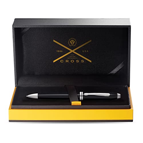 Cross Townsend Refillable Ballpoint Pen, Medium Ballpen, Rhodium-Plated Appointments, Includes Luxury Gift Box - Black Lacquer