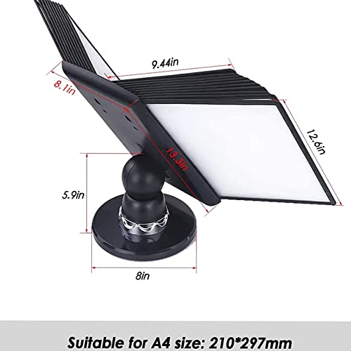 Wall file organizer,Wall Mounted File Holder, Catalog Display Rack, 20 Page Double-Sided Panels, Adjustable Desk Flip File Holder Weighted Base, for Office/Home Display and Storage A4 Documents
