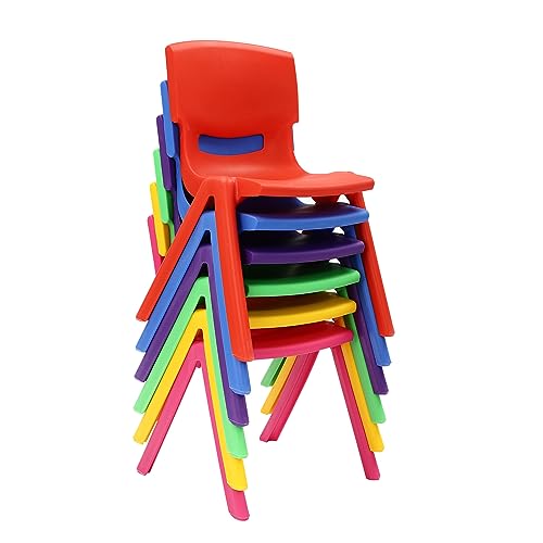 YuEany Stackable School Chairs, 6Pcs Colorful Kids Plastic Chair with 11'' Seat Height, Toddler Stack Chairs for Classroom Elementary Daycare Indoor Outdoor - 6 Colors