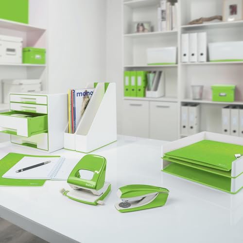 Leitz 53611054 A4 Letter Tray Two-Tone Design White/Green Duo Colour Wow Pack of 4