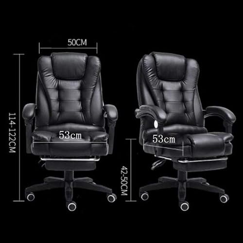 UOPYNE Leather Boss Chair Computer Desk Chair, Ergonomic High Back Cushion Lumbar Support with Wheels Comfortable Black Leather Racing Seat Adjustable Swivel Rolling Home Executive
