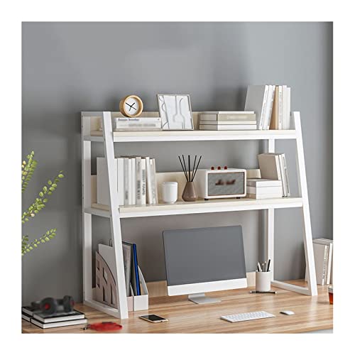 hezhuhe2258 Book Shelf Desktop Bookshelf Wooden Organizer Shelf Storage, PC Desk Shelves Rack, Home Decor, 2-Tier, White(L 75cmxW 32cmxH 90cm)