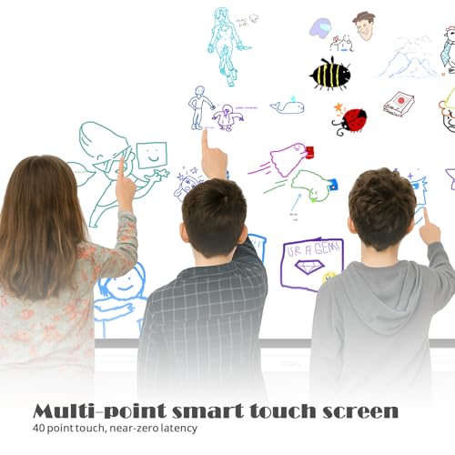GTek 75" Smart Board, 4K Interactive Whiteboard, Touch Screen Digital Electronic Whiteboard with Android 13 (8+128GB) OS for Classroom, Office, Business and Home