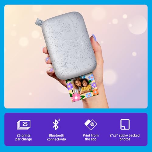 HP Sprocket Portable Photo Printer (2nd Edition) – Instantly print 2x3" sticky-backed photos from your phone – [Luna Pearl] [1AS85A]