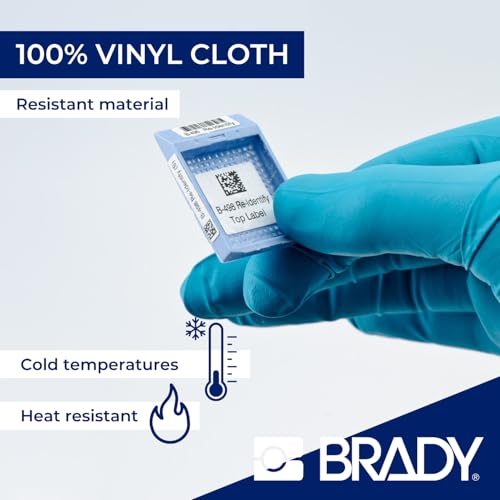 Brady Authentic (M4-131-498) Repositionable Multi-Purpose Vinyl Cloth Labels 0.5" H x 1" W Black on White, 180 Labels. for use with The BMP41, BMP51, and M511 Label Printers