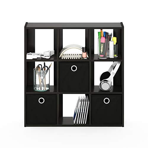 Furinno Simplistic 9 Cube Storage Organizer, Bookcase Shelf, Espresso