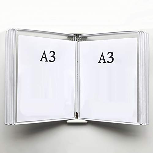 KGDJBGSE Wall Mounted File Holder Folder, A3 Poster Flip Book Display, Hanging Organizer 45x33x10CM 10 Pages 20 Pockets(C)
