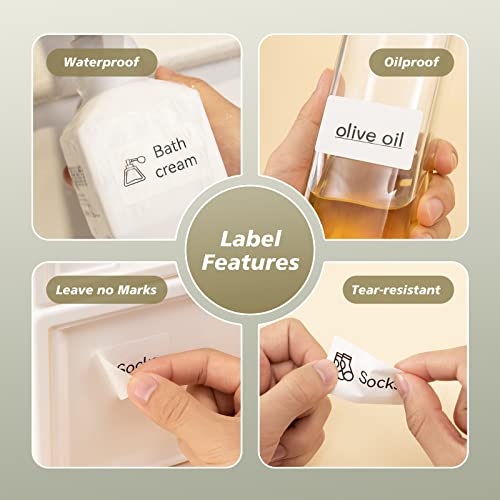 NIIMBOT D101 Label Maker Tape Self-Adhesive Labeling Tape Replacement 0.98" X 1.97" (25 X 50mm) Thermal Label Paper for Home Kitchen, 130 Labels/Roll, White