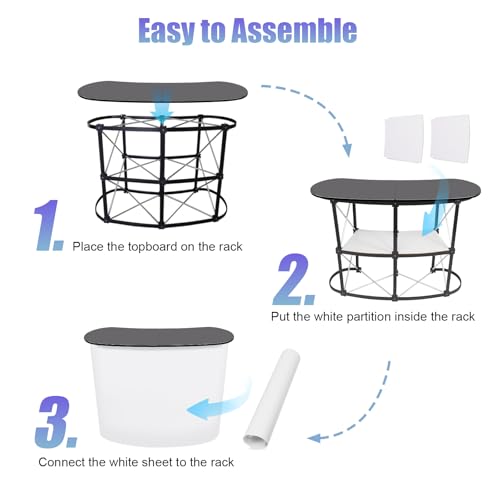 51" Portable Pop Up Table Podium Counter, Trade Show Display Counter Stand, Foldable Reception Desk with Aluminum Frame, Wood Top, PVC Panels, for Hotels, Shops, Malls, Exhibitions, Product Demos