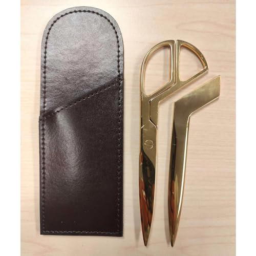DACASSO Brown Bonded Leather Mini Library Set- Made in Italy - Luxury Executive Decor and Office Essential - Sturdy Leather Sleeve with Gold-Plated Polished Letter Opener and Pair of Scissors.