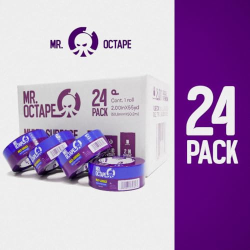 MR.OCTAPE Blue Painters Tape 2 Inch, 24 Rolls Bulk Pack, 55 Yards Per Roll, Multi-Surface, UV Resistant, Clean Removal for Walls, Glass, Trim, Baseboards