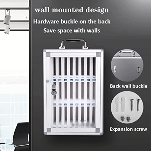 Aluminum Alloy Pocket Chart Cell Phones Storage Cabinet for Cell Phones,Wall-Mounted with A Locked,Can Be Carried by Hand for Office Classroom Factory (Color : Silver, Size : 24)