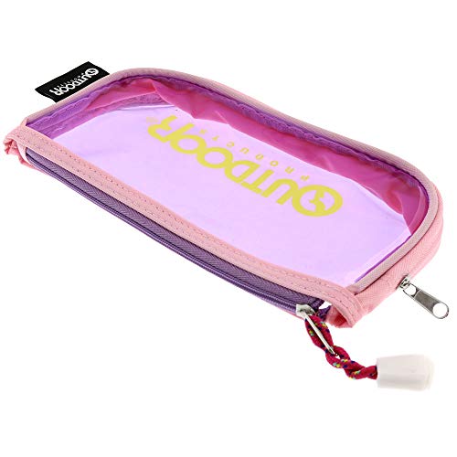 Sun-Star Stationery S1421514 OUTDOOR Pencil Case, Clear Flat, Pink + Violet