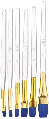 Dynasty C-300 Fine Sapphire Synthetic Short Handle Flat Brushes - Assorted Sizes - Set of 72 - Clear