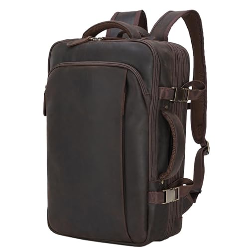 MVNOIRE Full Grain Leather Backpack for Men Laptop Bag Business Work Hiking Daypack