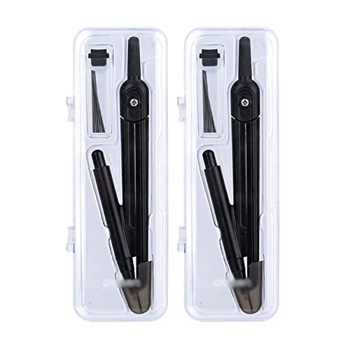 TXGJWRA Circular Gauge Set 2 Pcs Compass Set Geometry Kit for Math Geometry with Shatterproof Storage Box and Lead Refills Black Circle Gauge Set (Two Pieces)