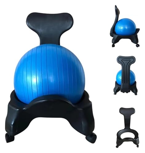 OneGrifN Yoga Ball Chair,Yoga Ball，Exercise Ball, Yoga Ball Chair Blue Ball Chair with Back Support Exercise Ball Chair for Office Classroom Home Yoga Balls for Pregnancy Relieve