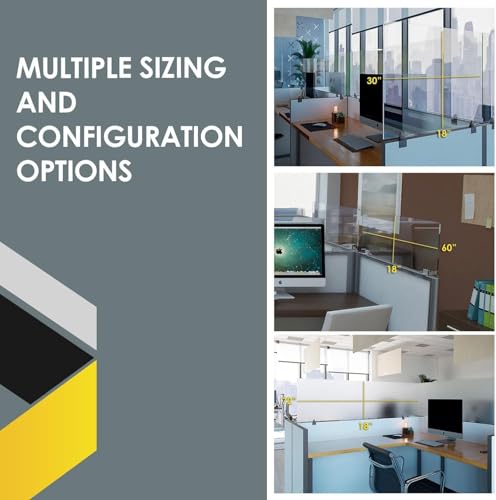 OBEX Acrylic Mounted Small Brackets Quality Desk Privacy Panel & Divider for Your Office Cubicle-Increase Separation & Improve Productivity, 18" x 72", Frosted