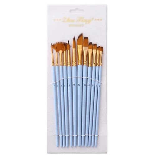 UOHLCX HBJWOV 12 Nylon Wooden Handle Watercolor Brush Pen Set DIY Oil Brush Painting Supplies Brush Set(Black)