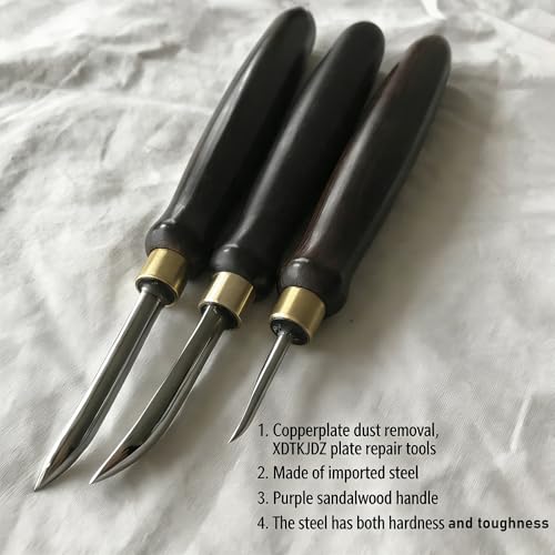 XDTKJDZ 6 Pcs Copperplate Engraving Tools, Professional Woodcut Engraving Tool Set, Blade Head, High-Hardness Steel, for Copperplate Engravers, Art School Teachers, Students, Printmaking Enthusiasts