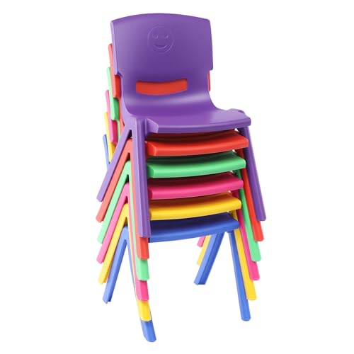 QWNBG 6Pcs Stackable Classroom Chairs, Colorful Plastic Portable Kids Stacking Chairs for School Daycare Kindergarten Living Room
