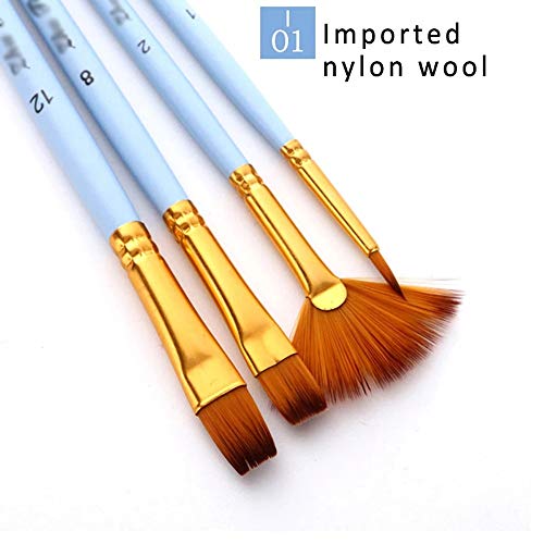 HBJWOV 4Pcs/Set Drawing Art Supplies Watercolor Paint Pen Artist Paint Brush Nylon Hair Wooden Handle Matte Oil Painting Brushes(A)